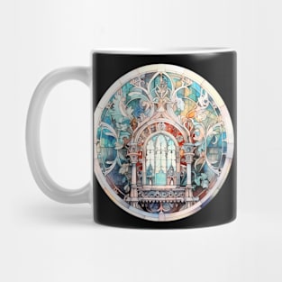 Stained glass window in winter colours Mug